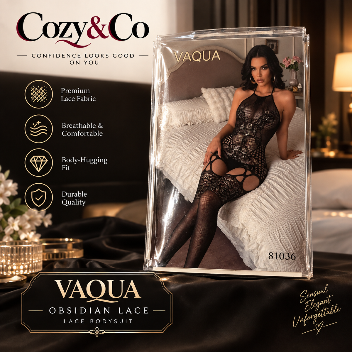 Cozy & Co Transparent Net Stocking For Girls -Bridal Honeymoon Nighty Set